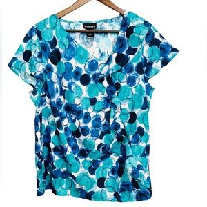 NWT‎ Lane Bryant Women's Blue and Teal Patterned Blouse 14/16